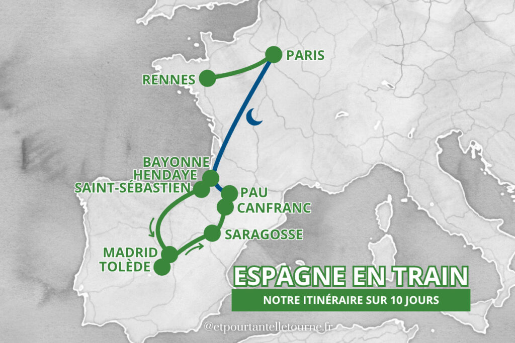 Carte itinéraire pour 10 jours en Espagne en famille ©Etpourtantelletourne.fr