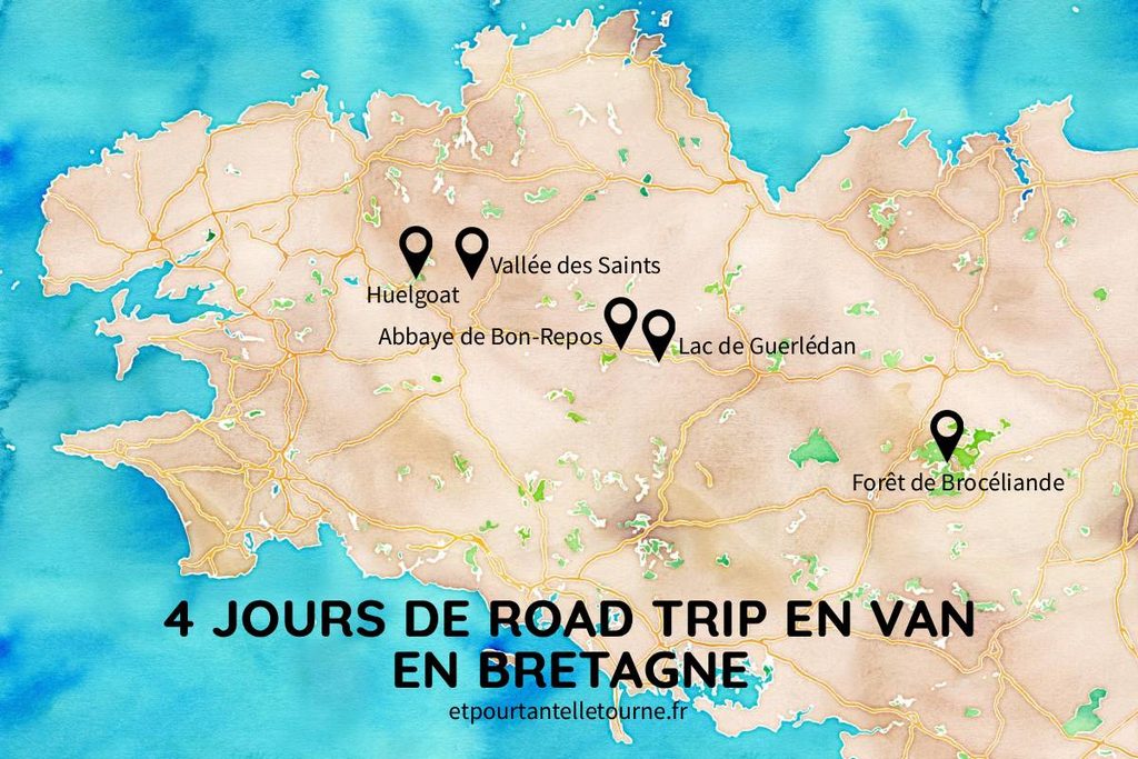 Carte pour road trip en van et en famille en Bretagne ©Etpourtantelletourne.fr